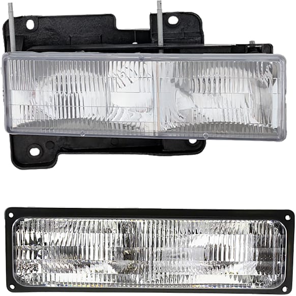 1998 Chevrolet Tahoe - 2-Piece Kit Passenger Side Halogen Headlight, With bulb(s), For Models With Composite s, OE Replacement,  Includes (1) Headlight and (1) Turn Signal Light