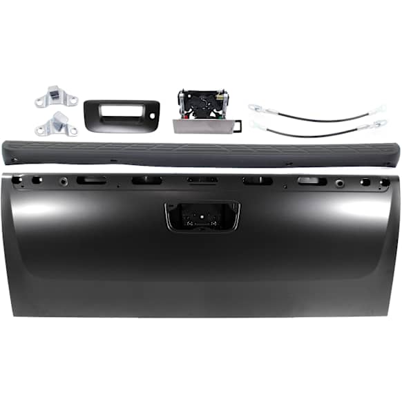 2010 GMC Sierra 1500 - 7-Piece Kit Primed Tailgate, For Models With Locking  and  Assist, Without Rear View Camera,  Includes (1) Tailgate, (2) Tailgate Cable, (2) Tailgate Handle, (1) Tailgate Hinge, and (1) Tailgate Molding