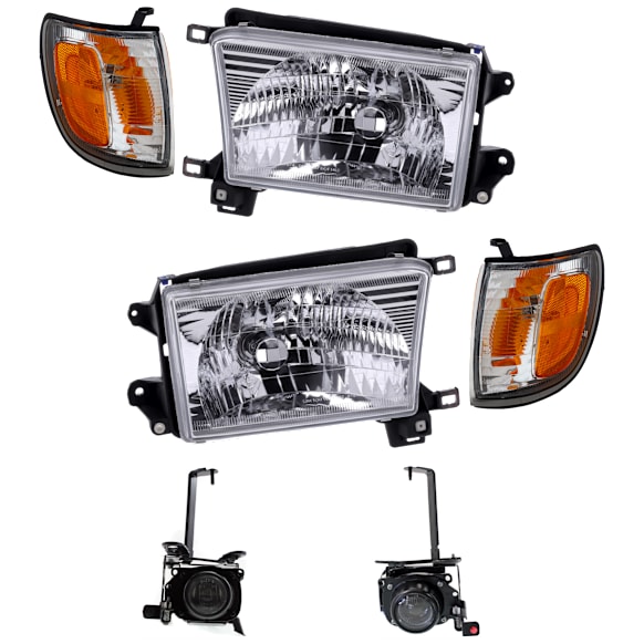 2002 Toyota 4Runner - 6-Piece Kit Front, Driver and Passenger Side Halogen Fog Light, With bulb(s), OE Replacement  Includes (2) Corner Light, (2) Fog Light, and (2) Headlight