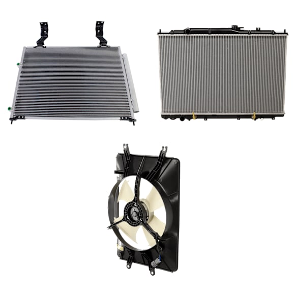 3-Piece Kit A/C Condenser, includes (1) Cooling Fan Assembly and (1) Radiator, 3.5L Eng., 6 Cyl.