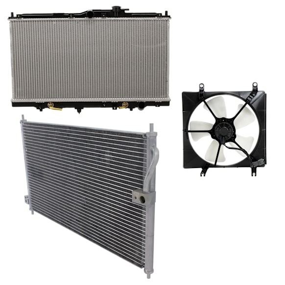 1995 Honda Accord - 3-Piece Kit A/C Condenser, 2.2L 4Cyl,  Includes (1) A/C Condenser, (1) Cooling Fan Assembly, and (1) Radiator