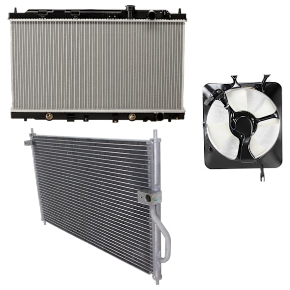 1998 Acura Integra - 3-Piece Kit A/C Condenser, 1.8L 4Cyl,  Includes (1) A/C Condenser, (1) Cooling Fan Assembly, and (1) Radiator