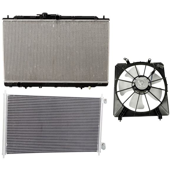 2002 Acura TL - 3-Piece Kit A/C Condenser, 3.2L 6Cyl,  Includes (1) A/C Condenser, (1) Cooling Fan Assembly, and (1) Radiator