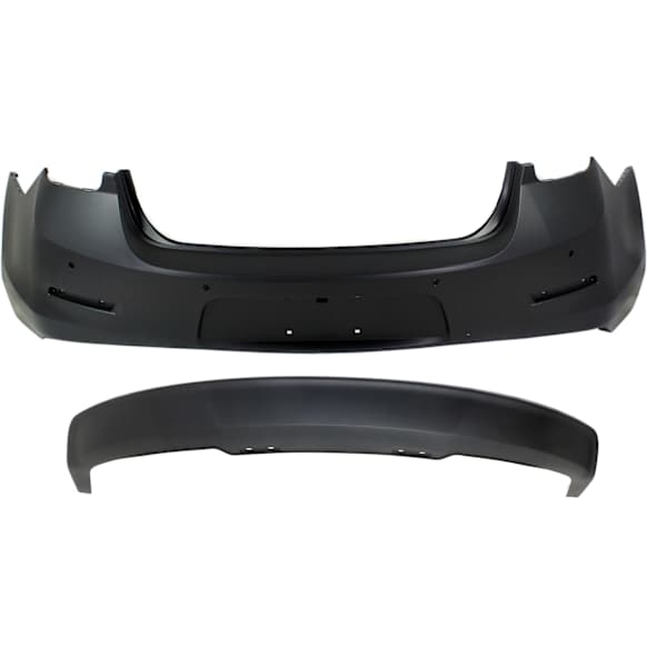 2013 Chevrolet Malibu - 2-Piece Kit Rear Primed Bumper Cover, For Models Without  View Camera,  Includes (1) Bumper Cover and (1) Valance
