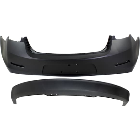 2-Piece Kit, Rear Primed Bumper Cover, For Models Without Rear View Camera, Includes (1) Bumper Cover and (1) Valance