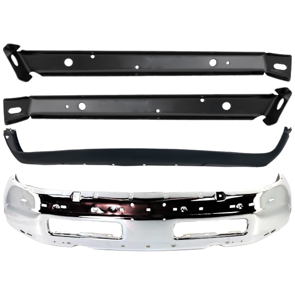 1996 Dodge Ram 2500 Base - 4-Piece Kit Front Bumper, Old Body Style, Chrome,  Includes (1) Bumper, (2) Bumper Bracket, and (1) Bumper Cover