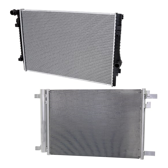 2-Piece Kit A/C Condenser, includes (1) A/C Condenser and (1) Radiator, 2.0L Eng., 4 Cyl., (A3 15-16, 1.8L Eng.)