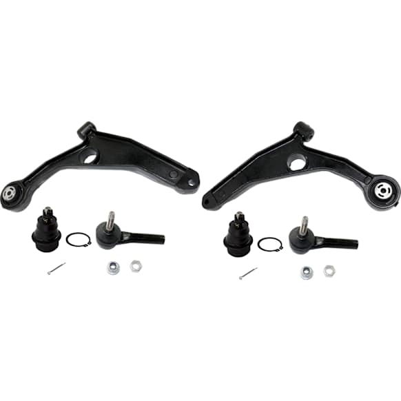 6-Piece Kit Front, Driver and Passenger Side, Lower Control Arm Kit, Includes (2) Ball Joint, (2) Control Arm, and (2) Tie Rod End
