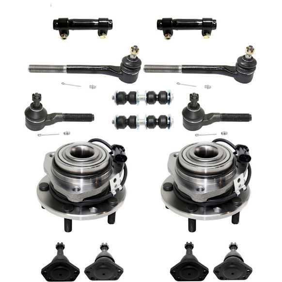 14-Piece Kit Front, Driver and Passenger Side Suspension Kit Includes Ball Joints, Sway Bar Links, Tie Rod Adjusting Sleeves, Tie Rod Ends, and Wheel Hubs