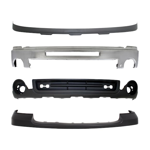 2012 GMC Sierra 1500 - 4-Piece Kit Front Bumper, For Models With Towing Package, Chrome,  Includes (1) Bumper, (1) Bumper Cover, and (2) Valance