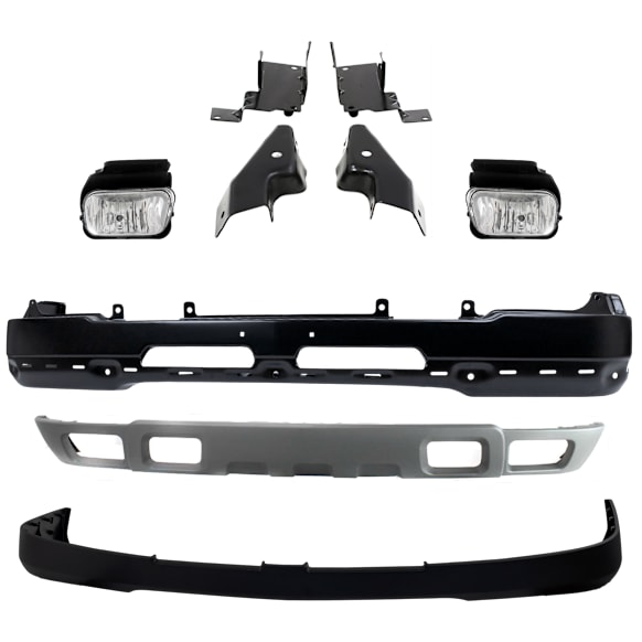 2005 Chevrolet Silverado 2500 HD Base - 9-Piece Kit Front Bumper, For Models With Tow Hook, Paint to Match,  Includes (1) Bumper, (4) Bumper Bracket, (1) Bumper Cover, (2) Fog Light, and (1) Valance