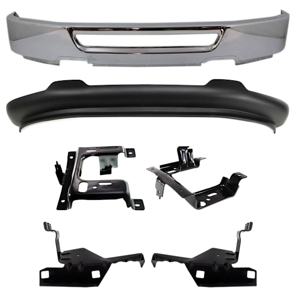 2008 Ford F-150 - 6-Piece Kit Front Bumper, Chrome,  Includes (1) Bumper, (4) Bumper Bracket, and (1) Valance