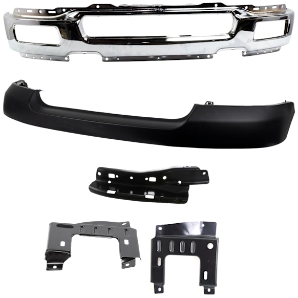 2006 Ford F-150 - 5-Piece Kit Front Bumper, Production Date To August 8 2005, Chrome,  Includes (1) Bumper, (3) Bumper Bracket, and (1) Bumper Cover