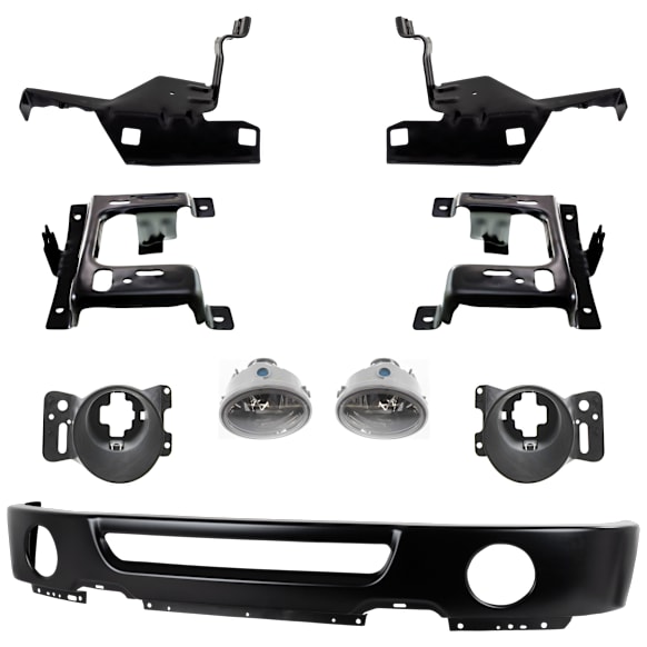 2008 Ford F-150 - 9-Piece Kit Front Bumper, Paint to Match,  Includes (1) Bumper, (4) Bumper Bracket, (2) Fog Light, and (2) Fog Light Bracket