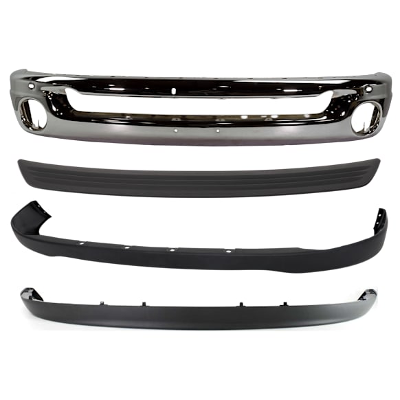 2006-2008 Dodge Ram 1500 - 4-Piece Kit, Front Bumper, Chrome, Includes (1) Bumper, (1) Bumper Cover, (1) Bumper Trim, and (1) Valance