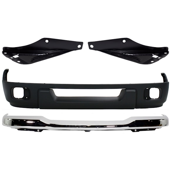 2004-2005 Ford Ranger - 4-Piece Kit, Front Bumper, Chrome, Includes (1) Bumper, (2) Bumper Bracket, and (1) Valance