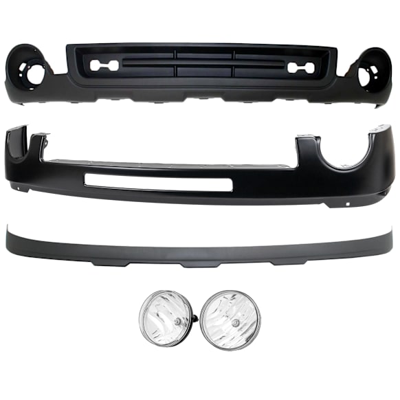 5-Piece Kit, Front Bumper, Powdercoated Black, Includes (1) Bumper, (2) Fog Light, and (2) Valance