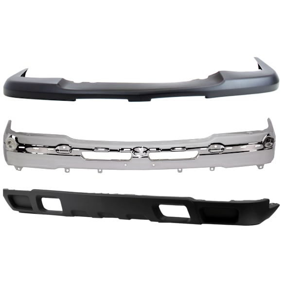 2004 Chevrolet Silverado 1500 Base - 3-Piece Kit Front Bumper, Chrome,  Includes (1) Bumper, (1) Bumper Cover, and (1) Valance