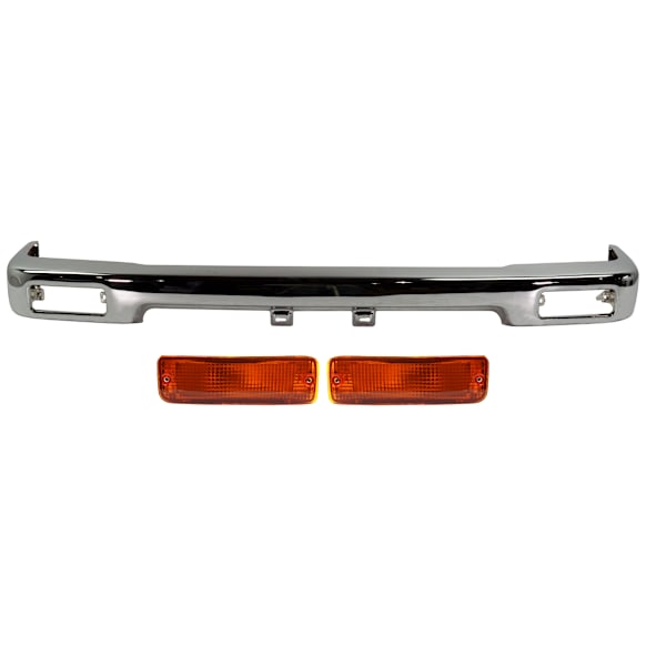 1994 Toyota Pickup - 3-Piece Kit Front Bumper, 2-Door Naturally Aspirated, SOHC, GAS, Rear Wheel Drive, Chrome, Standard Cab Pickup,  Includes (1) Bumper and (2) Turn Signal Light