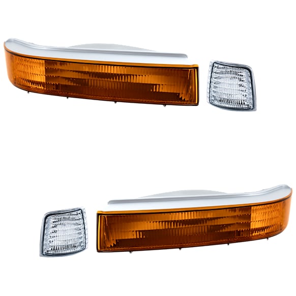 4-Piece Kit, Front, Driver and Passenger Side Turn Signal Light, Without bulb(s), Below Headlamp, Includes (2) Turn Signal Light and (2) Corner Light