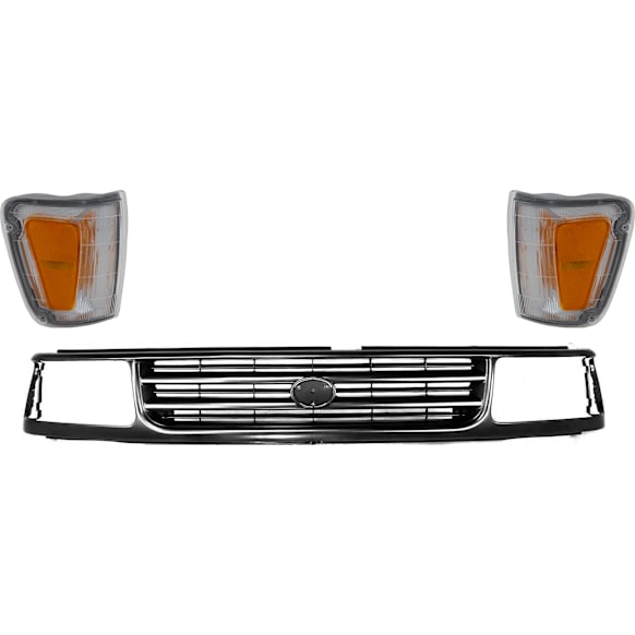 1993-1998 Toyota T100 - 3-Piece Kit Grille Gray, Includes (2) Corner Light and (1) Grille Assembly