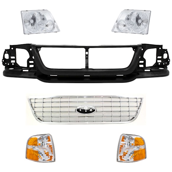 2004 Ford Explorer - 6-Piece Kit Header Panel, Sport Utility,  Includes (2) Corner Light, (1) Grille Assembly, (1) Header Panel, and (2) Headlight