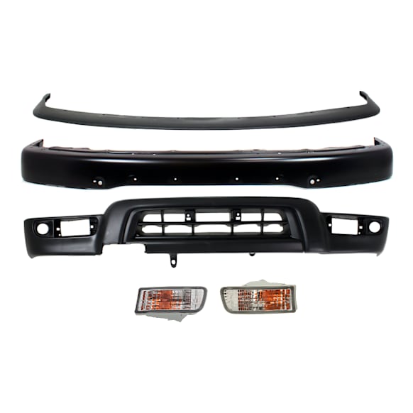 1999 Toyota 4Runner - 5-Piece Kit Front Bumper,  For Models With Sport Package and Fender Flare Holes, Painted Black, Sport Utility,  Includes (1) Bumper, (1) Bumper Trim, (2) Turn Signal Light, and (1) Valance