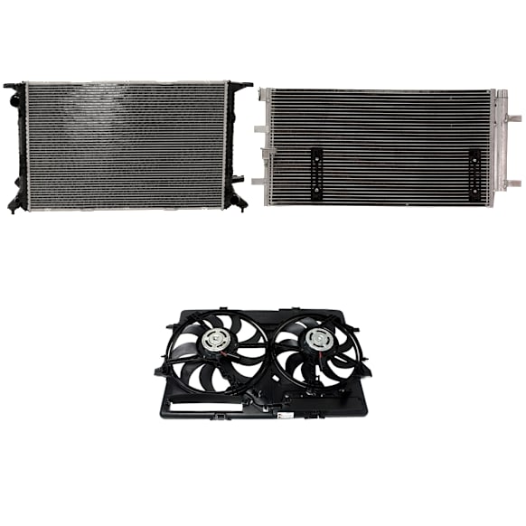 2013 Audi S5 Base - 3-Piece Kit A/C Condenser, Coupe, 3.0L 6Cyl,  Includes (1) A/C Condenser, (1) Cooling Fan Assembly, and (1) Radiator