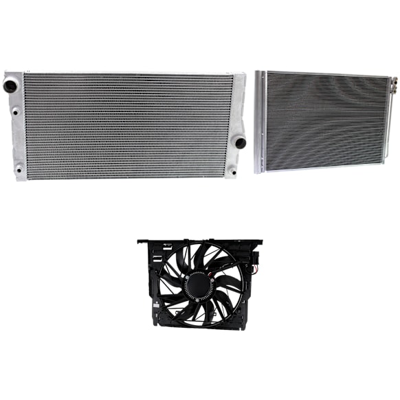 2012 BMW 535i xDrive - 3-Piece Kit A/C Condenser, 3.0L 6Cyl,  Includes (1) A/C Condenser, (1) Cooling Fan Assembly, and (1) Radiator