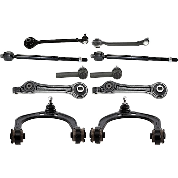 10-Piece Kit Front, Driver and Passenger Side, Upper and Lower, Forward and Rearward Control Arms, Includes (6) Control Arm and (4) Tie Rod End