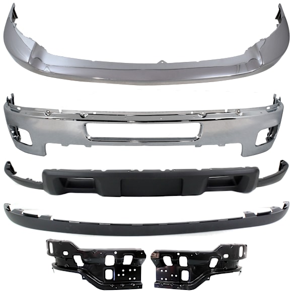 2014 Chevrolet Silverado 2500 HD - 6-Piece Kit Front Bumper, Chrome,  Includes (1) Bumper, (2) Bumper Bracket, (1) Bumper Trim, and (2) Valance