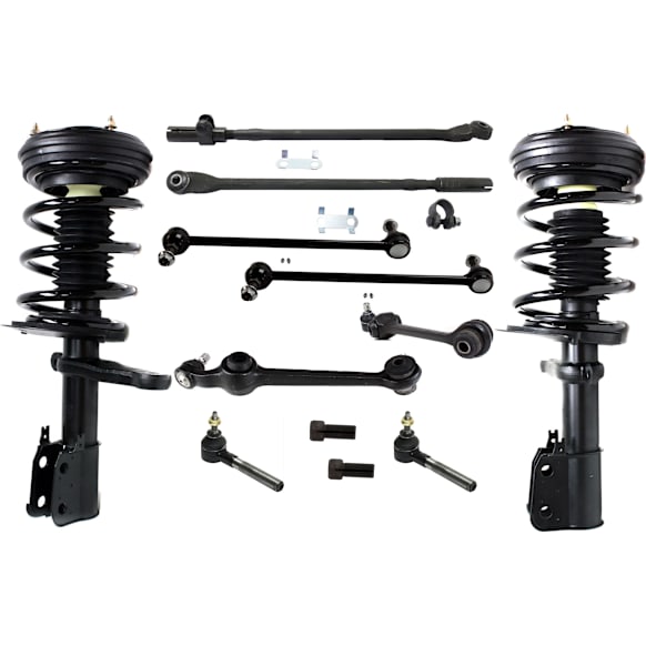 12-Piece Kit Fully Loaded Strut with Control Arm, Sway Bar Link, Tie Rod Adjusting Sleeve, and Tie Rod End