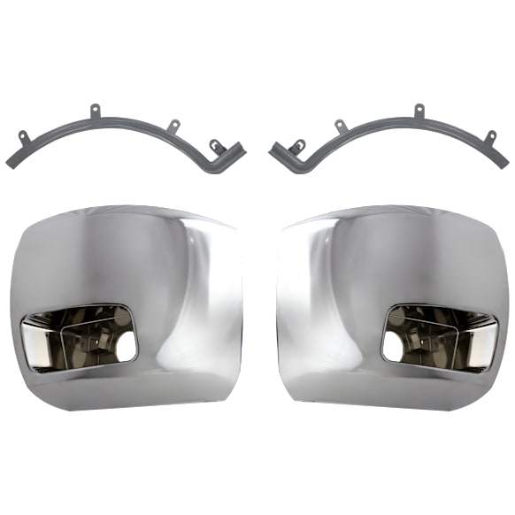 4-Piece Kit Front, Driver and Passenger Side Bumper End, Chrome, Plastic, Includes (2) Bumper End and (2) Bumper Trim