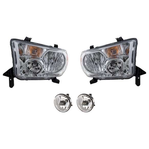 2010 Toyota Tundra - 4-Piece Kit Halogen Headlight, With bulb(s), OE Replacement,  Includes (2) Headlight and (2) Fog Light