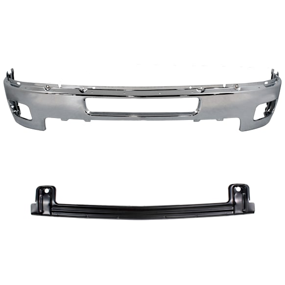 2014 Chevrolet Silverado 2500 HD - 2-Piece Kit Front Bumper, Chrome,  Includes (1) Bumper and (1) Bumper Reinforcement