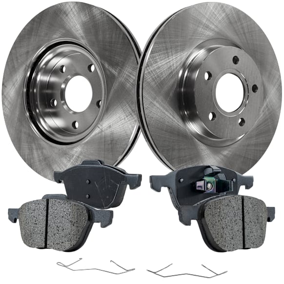 2008 Volvo S40 - 4-Piece Kit Front Brake Disc and Pad Kit, Plain Surface, 5 Lugs, 299.97 mm, Ceramic,  300mm  Disc, 2.5L 5Cyl, Pro-Line Series  Includes (2) Brake Disc and (1) Brake Pad Set
