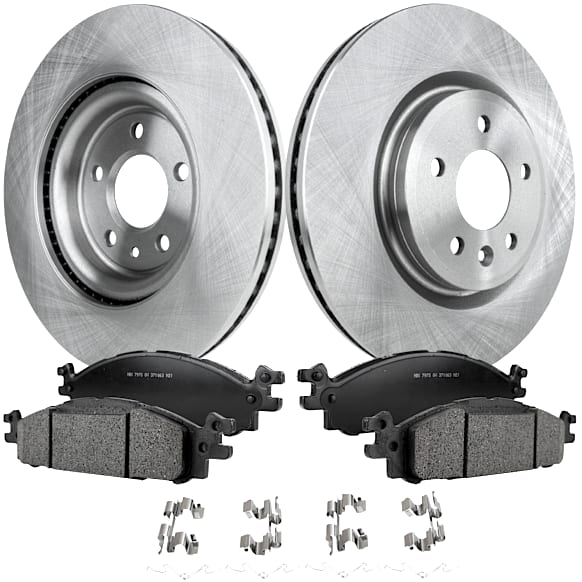 2014 Ford Taurus - 4-Piece Kit Front Brake Disc and Pad Kit, Plain Surface, 5 Lugs, 325.12 mm, Ceramic, For Models with Standard Duty Brake, 325mm Diameter, 3.5L 6Cyl, Pro-Line Series  Includes (2) Brake Disc and (1) Brake Pad Set