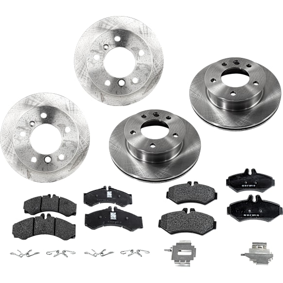 2006 Dodge Sprinter 2500 - 4-Wheel Set Front and Rear Brake Disc and Pad Kit, Plain Surface, 5 Lugs, Front-284.48 mm/Rear-272.03 mm, Front-Organic/Rear-Semi-Metallic, 2.7L 5Cyl, Pro-Line Series  Includes (4) Disc and (2) Pad Set