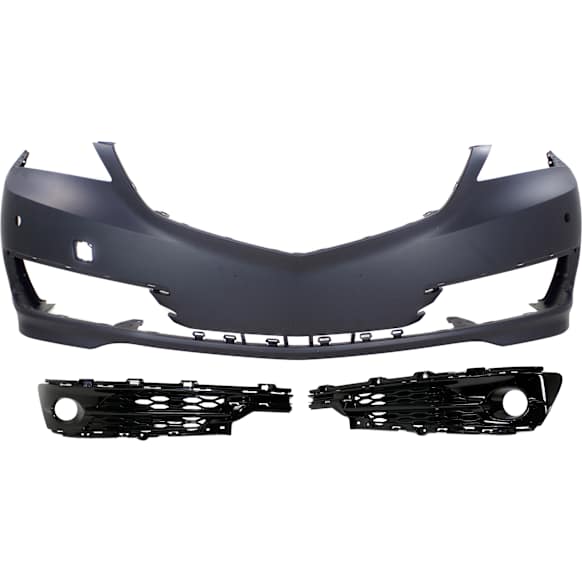 2017 Acura TLX Base - 3-Piece Kit Front Primed Bumper Cover,  Includes (1) Bumper Cover and (2) Fog Light Trim