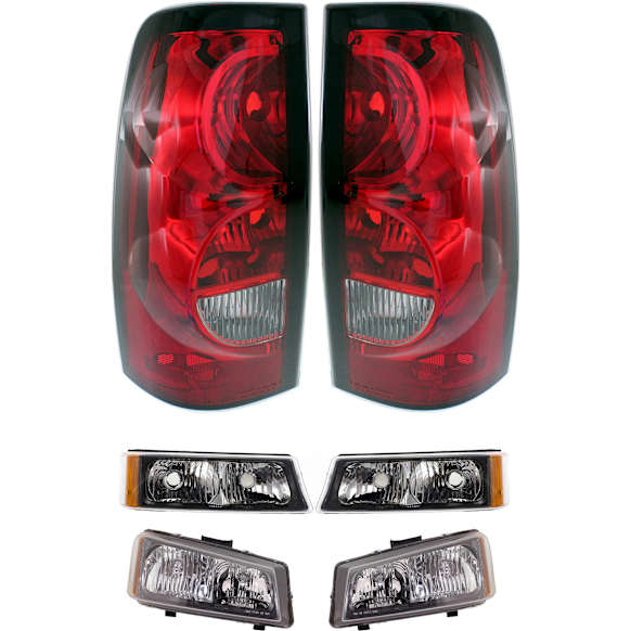 2006 Chevrolet Silverado 1500 - 6-Piece Kit Driver and Passenger Side Halogen Tail Light, Without bulb(s), OE Replacement, Fleetside,  Includes (2) Headlight, (2) Tail Light, and (2) Turn Signal Light