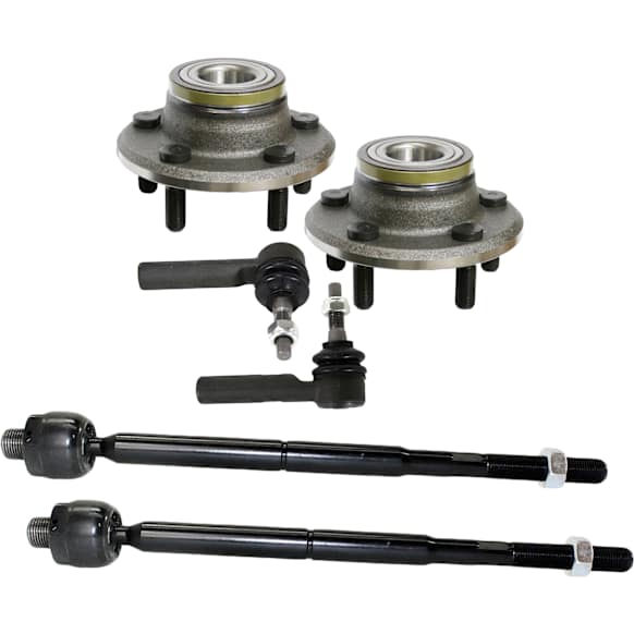 6-Piece Kit Front, Driver and Passenger Side Wheel Hub, With ABS, includes Inner and Outer Tie Rod Ends