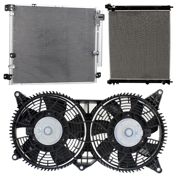 2006 Cadillac STS - 3-Piece Kit A/C Condenser, 3.6L 6Cyl,  Includes (1) A/C Condenser, (1) Cooling Fan Assembly, and (1) Radiator