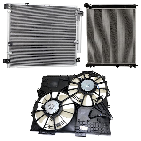 2006 Cadillac STS - 3-Piece Kit A/C Condenser, 3.6L 6Cyl,  Includes (1) A/C Condenser, (1) Cooling Fan Assembly, and (1) Radiator
