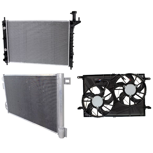 2014 GMC Acadia SLE - 3-Piece Kit A/C Condenser, 3.6L 6Cyl,  Includes (1) A/C Condenser, (1) Cooling Fan Assembly, and (1) Radiator
