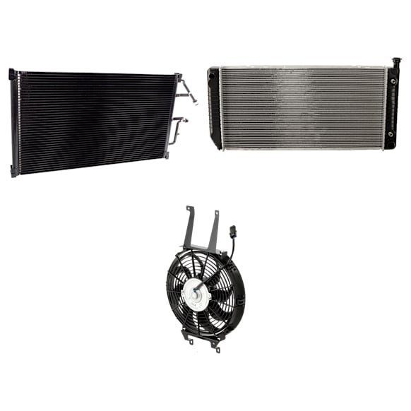 1999 Chevrolet K2500 Suburban - 3-Piece Kit A/C Condenser, 5.7L 8Cyl,  Includes (1) A/C Condenser, (1) Cooling Fan Assembly, and (1) Radiator