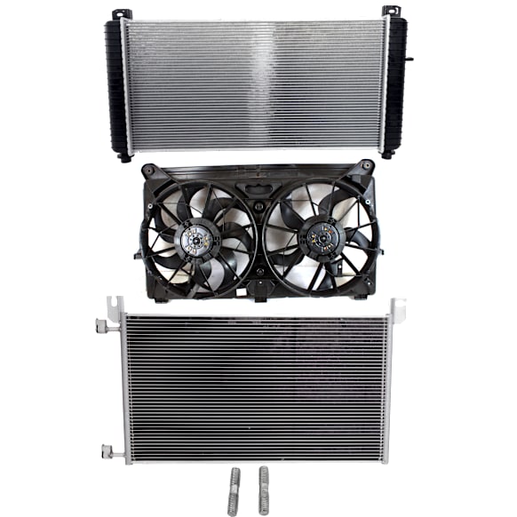 2005-2006 GMC Sierra 1500 - 3-Piece Kit A/C Condenser, includes (1) A/C Condenser, (1) Cooling Fan Assembly and (1) Radiator, 6.0L Eng., 8 Cyl.