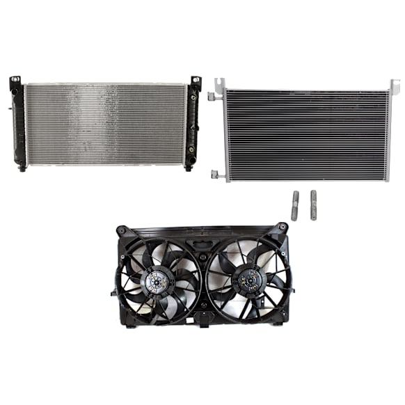 2005 Chevrolet Silverado 1500 LS - 3-Piece Kit A/C Condenser, 4.3L 6Cyl,  Includes (1) A/C Condenser, (1) Cooling Fan Assembly, and (1) Radiator