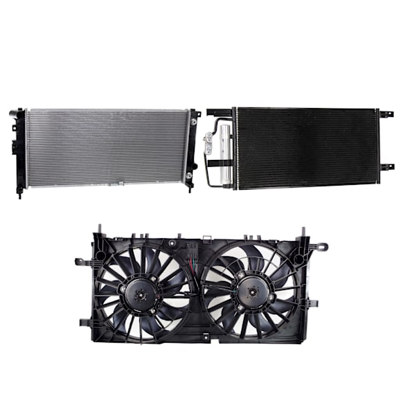 2009 Chevrolet Uplander - 3-Piece Kit A/C Condenser, 3.9L 6Cyl,  Includes (1) A/C Condenser, (2) Cooling Fan Assembly, and (1) Radiator