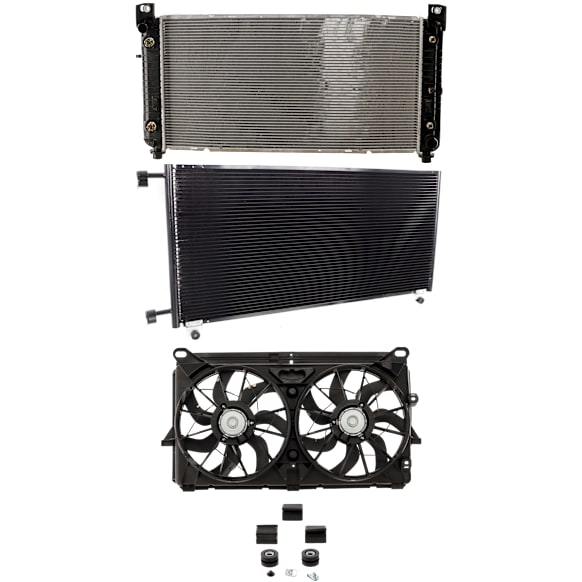 2007 Chevrolet Suburban 2500 - 3-Piece Kit A/C Condenser,  For Models With Rear Air Conditioning, 6.0L 8Cyl,  Includes (1) A/C Condenser, (1) Cooling Fan Assembly, and (1) Radiator