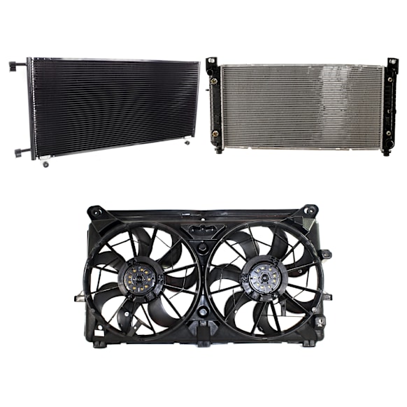 2013 Cadillac Escalade ESV - 3-Piece Kit A/C Condenser,  For Models With Rear Air Conditioning, 6.2L 8Cyl,  Includes (1) A/C Condenser, (1) Cooling Fan Assembly, and (1) Radiator